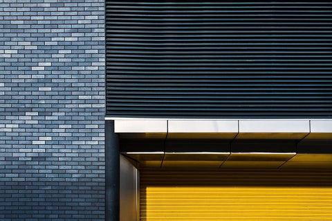 Yellow Shutter White Modern Wood Framed Art Print with Double Matting by Wride, Linda