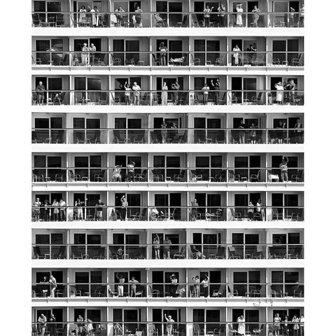 Mass Tourism White Modern Wood Framed Art Print by Baumann, Franz