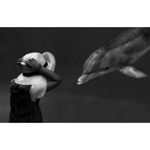Close Encounter ... Black Modern Wood Framed Art Print with Double Matting by Depaepe, Yvette