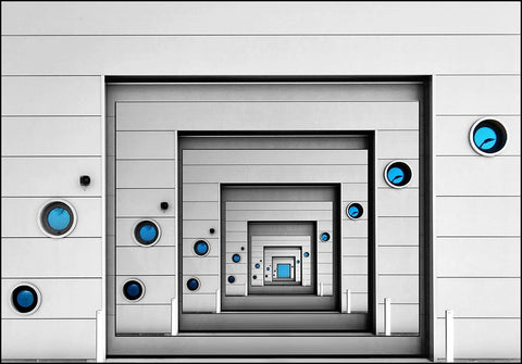 Blue Desire White Modern Wood Framed Art Print with Double Matting by van Maastricht, Henk