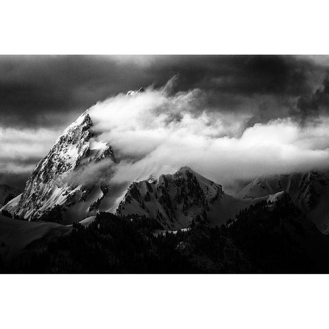 Rock And Wind White Modern Wood Framed Art Print by Cheminade, Sebastien