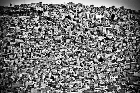 Favela Village In El Alto-La Paz-Bolivia White Modern Wood Framed Art Print with Double Matting by Lindhe, Joel