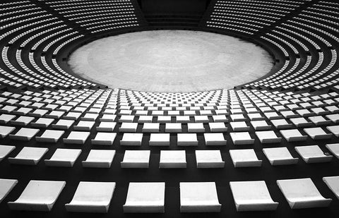 Auditorium White Modern Wood Framed Art Print with Double Matting by Hawerkamp, Hans-Wolfgang