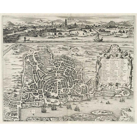 View of Goa Black Modern Wood Framed Art Print by Wassberger,Johannes Jansonnius