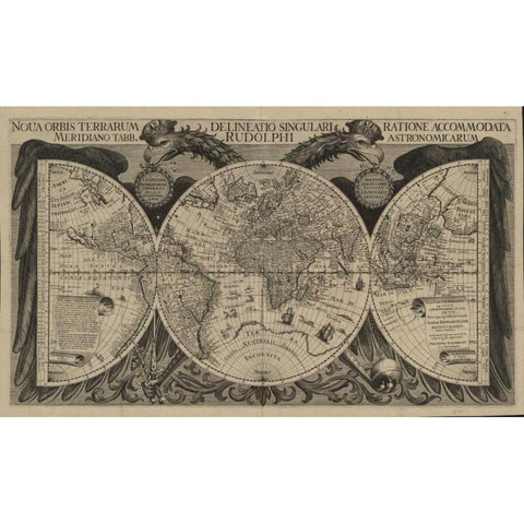 Nova orbis terrarum, 1630 Black Modern Wood Framed Art Print with Double Matting by Echebrecht, Philipp