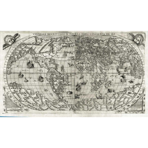 Universale Desrcittione di tutta le Terra Black Modern Wood Framed Art Print by Paolo Forlani