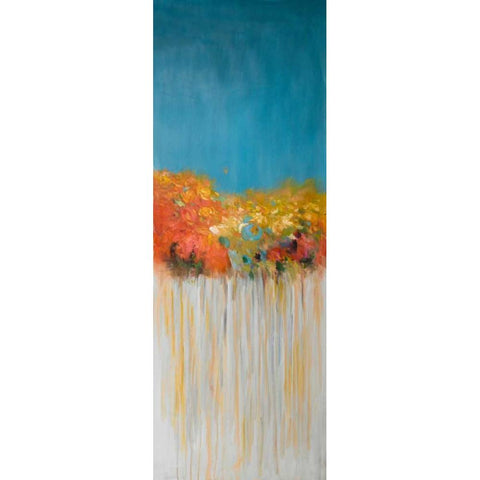 Colorful Abstract Flowers Black Modern Wood Framed Art Print with Double Matting by Atelier B Art Studio