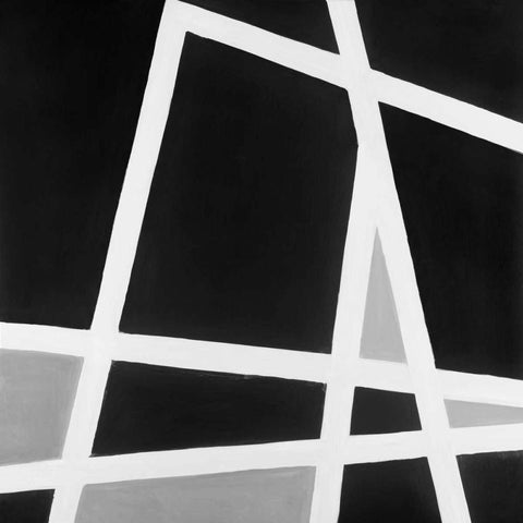 Abstract Lines Black and White White Modern Wood Framed Art Print with Double Matting by Atelier B Art Studio