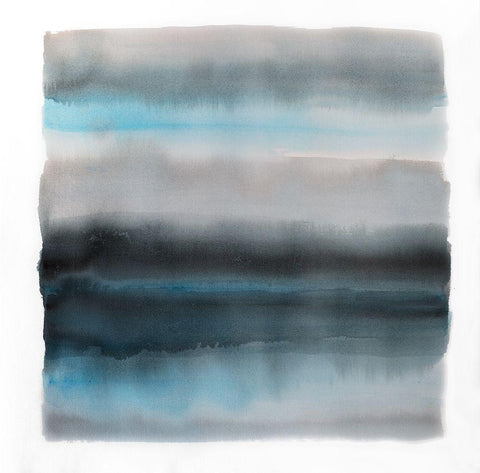 SHADE OF BLUE Black Ornate Wood Framed Art Print with Double Matting by Atelier B Art Studio