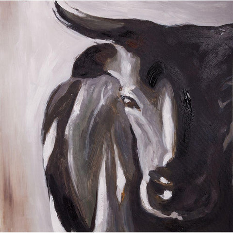 BULL HEAD CLOSEUP Black Modern Wood Framed Art Print by Atelier B Art Studio