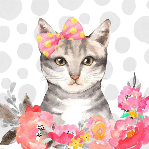 CHARMING CAT White Modern Wood Framed Art Print with Double Matting by Atelier B Art Studio