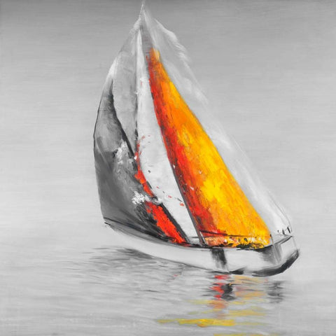 Wind Boat Two Colors Black Ornate Wood Framed Art Print with Double Matting by Atelier B Art Studio