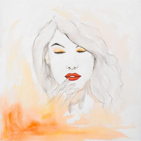 Portrait in Watercolor White Modern Wood Framed Art Print by Atelier B Art Studio