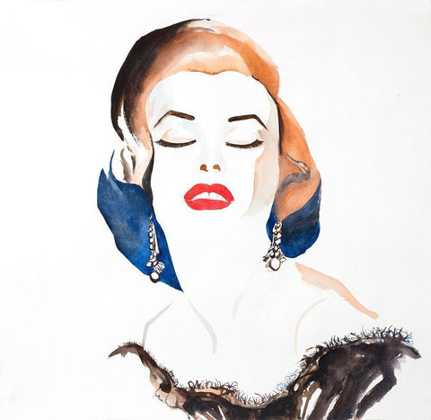 VINTAGE CHIC MARYLIN MONROE Black Ornate Wood Framed Art Print with Double Matting by Atelier B Art Studio