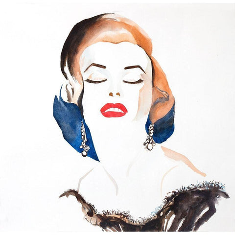 VINTAGE CHIC MARYLIN MONROE Black Modern Wood Framed Art Print by Atelier B Art Studio