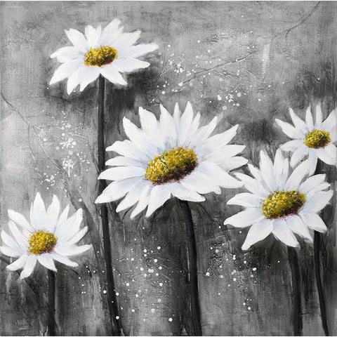 Daisies Black Modern Wood Framed Art Print with Double Matting by Atelier B Art Studio