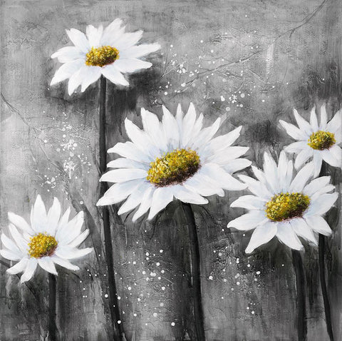 Daisies Black Ornate Wood Framed Art Print with Double Matting by Atelier B Art Studio