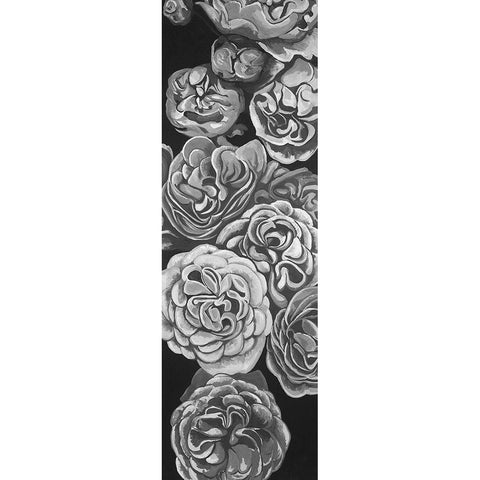 Grayscale Dahlias Black Modern Wood Framed Art Print with Double Matting by Atelier B Art Studio