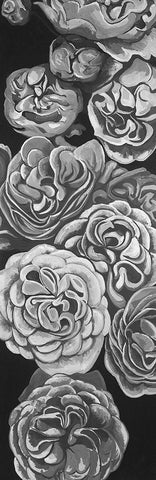 Grayscale Dahlias Black Ornate Wood Framed Art Print with Double Matting by Atelier B Art Studio