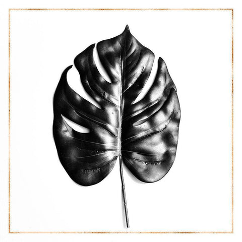 SPLIT LEAF PHILODENDRON WITH GOLD LINES Gold Ornate Wood Framed Art Print with Double Matting by Atelier B Art Studio