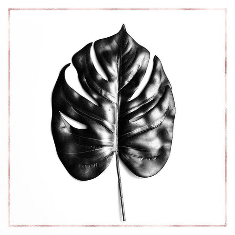 SPLIT LEAF PHILODENDRON WITH ROSE LINE Black Ornate Wood Framed Art Print with Double Matting by Atelier B Art Studio