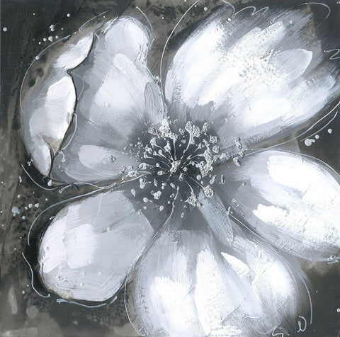 Abstract white orchid Black Ornate Wood Framed Art Print with Double Matting by Atelier B Art Studio