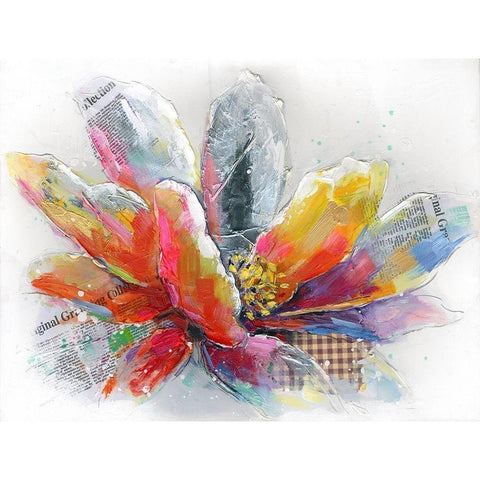 ABSTRACT FLOWER WITH TEXTURE Black Modern Wood Framed Art Print with Double Matting by Atelier B Art Studio