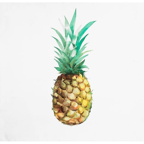 Watercolor Pineapple White Modern Wood Framed Art Print by Atelier B Art Studio