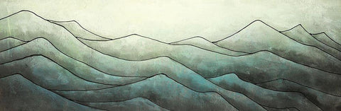 Desaturated Mountains White Modern Wood Framed Art Print with Double Matting by Atelier B Art Studio