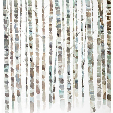 WATERCOLOR BIRCH TREE FOREST Gold Ornate Wood Framed Art Print with Double Matting by Atelier B Art Studio