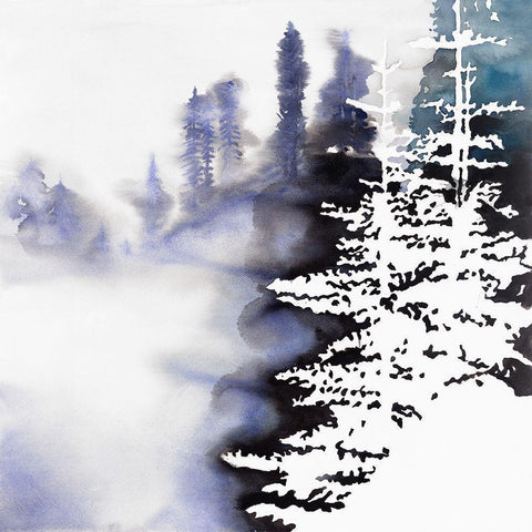 SILHOUETTE OF A FOREST Black Modern Wood Framed Art Print by Atelier B Art Studio