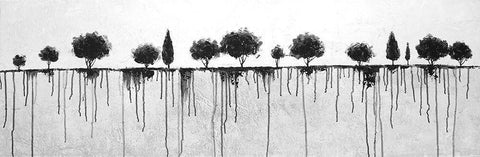 INK BLEEDING TREES Black Ornate Wood Framed Art Print with Double Matting by Atelier B Art Studio