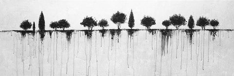ABSTRACT BLACK TREES Black Ornate Wood Framed Art Print with Double Matting by Atelier B Art Studio