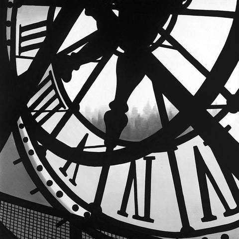 Giant Clock in Orsay Museum Black Ornate Wood Framed Art Print with Double Matting by Atelier B Art Studio