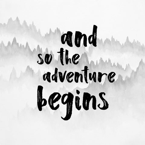 AND SO THE ADVENTURE BEGINS Black Ornate Wood Framed Art Print with Double Matting by Atelier B Art Studio