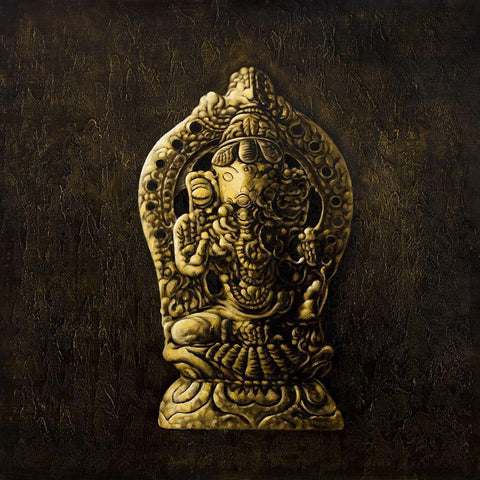 LORD GANESHA Gold Ornate Wood Framed Art Print with Double Matting by Atelier B Art Studio