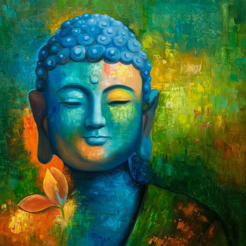 BLISSFUL BUDDHA Black Modern Wood Framed Art Print by Atelier B Art Studio