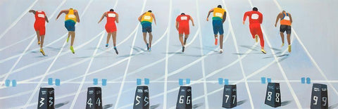Race of 10 meters Black Ornate Wood Framed Art Print with Double Matting by Atelier B Art Studio