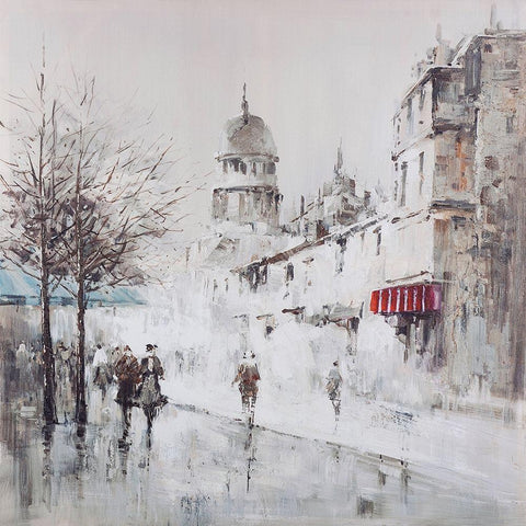 Gray city street Black Modern Wood Framed Art Print with Double Matting by Atelier B Art Studio