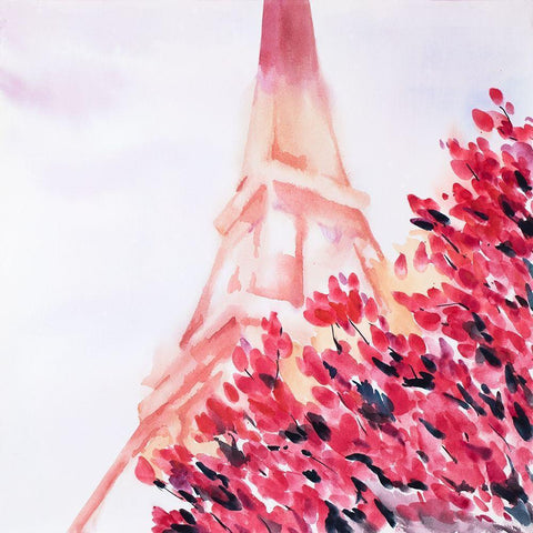 PINK EIFFEL TOWER Black Modern Wood Framed Art Print with Double Matting by Atelier B Art Studio