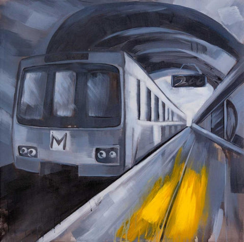 Subway in a Metro Black Ornate Wood Framed Art Print with Double Matting by Atelier B Art Studio