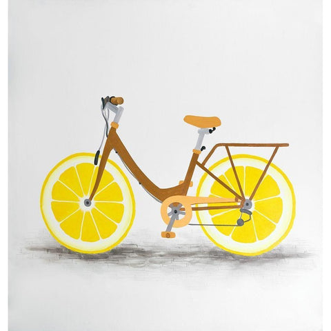 LEMON WHEEL BIKE White Modern Wood Framed Art Print by Atelier B Art Studio