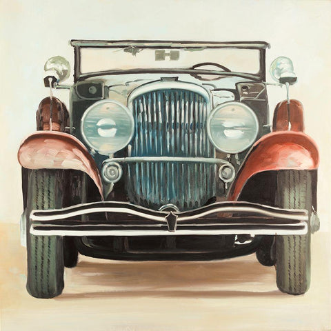 Old 1920s Luxury Car Black Modern Wood Framed Art Print with Double Matting by Atelier B Art Studio