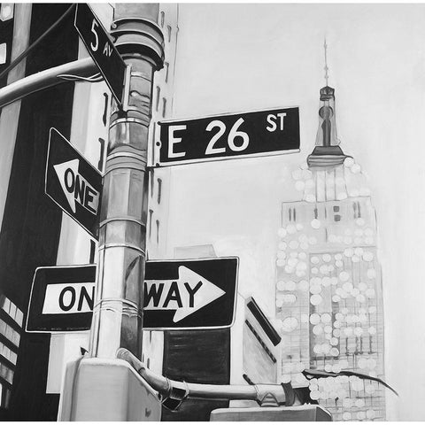New York City Street Signs Black Modern Wood Framed Art Print by Atelier B Art Studio