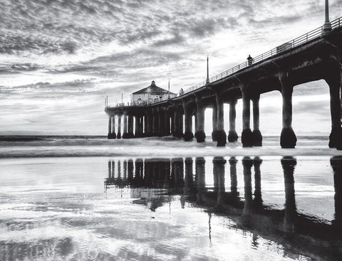 Manhattan Beach Pier, California Black Ornate Wood Framed Art Print with Double Matting by Anonymous