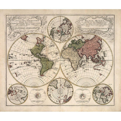 Mappa Universalis Black Modern Wood Framed Art Print by Lowitz, G.M.