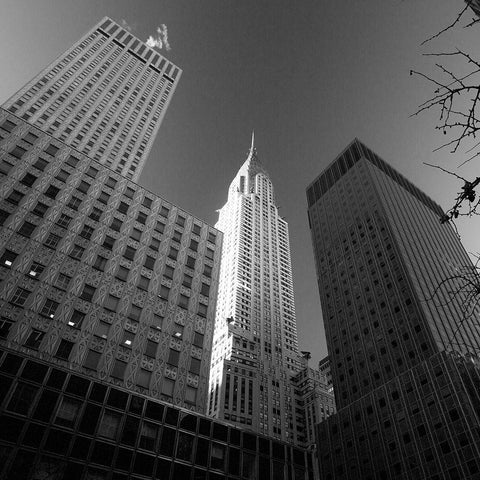 Chrysler Building Perspective Black Ornate Wood Framed Art Print with Double Matting by Graciet, Stephane