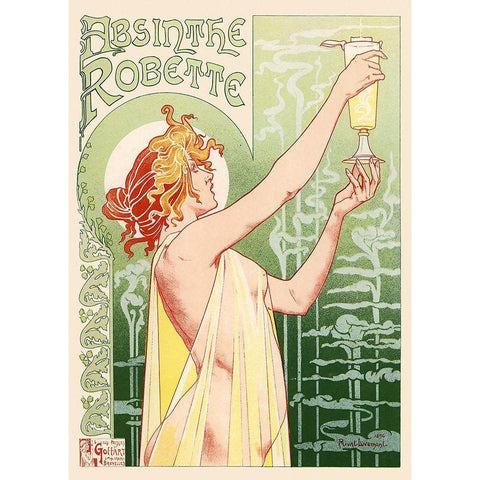 Absinthe Robette, 1896 Black Modern Wood Framed Art Print by Privat-Livemont, Henry