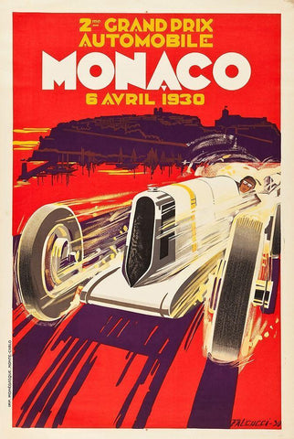 Monaco 1930 Black Ornate Wood Framed Art Print with Double Matting by Falcuccci, Robert