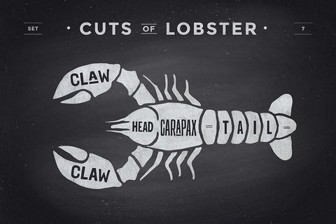 Cuts of Lobster Black Ornate Wood Framed Art Print with Double Matting by Foxys Graphics